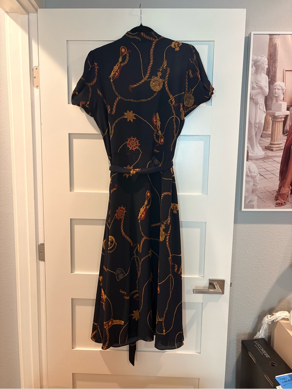 Ralph Lauren Black Midi Dress with Gold Chain & Rope Motif - Picture 4 of 4